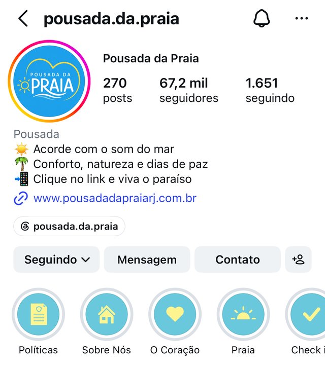Instagram @pousada.da.praia — 67,2 mil seguidores